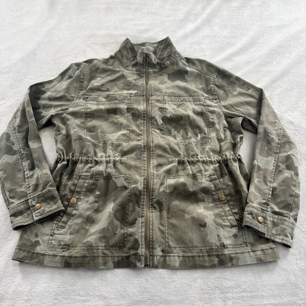 Old Navy Womens Camo Utility Field Jacket Green Camouflage Zip Up Size Large EUC